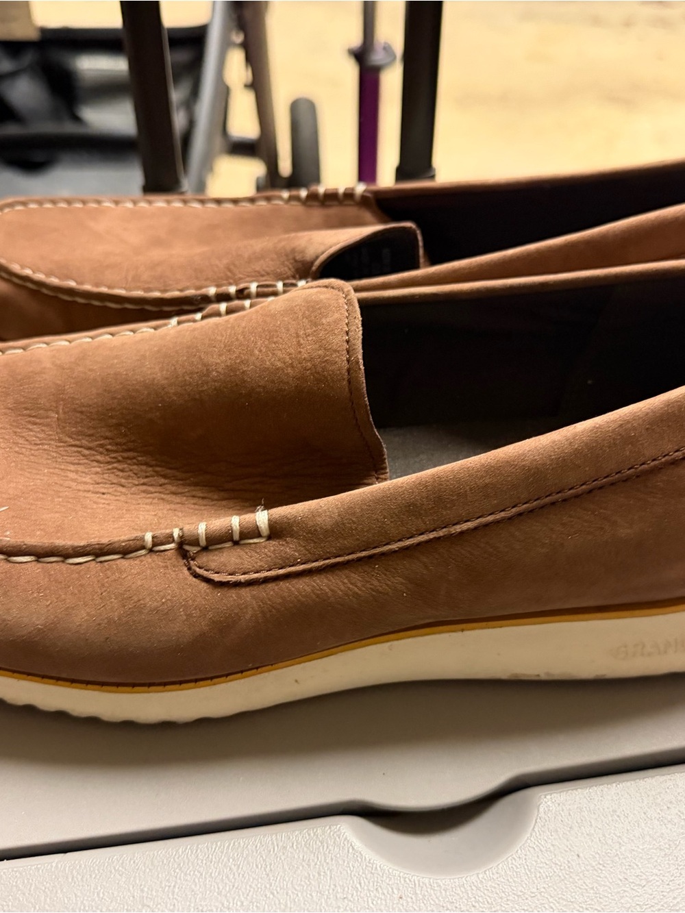 Cole Haan Men's Brown Suede Slip-On Loafers zero gravity